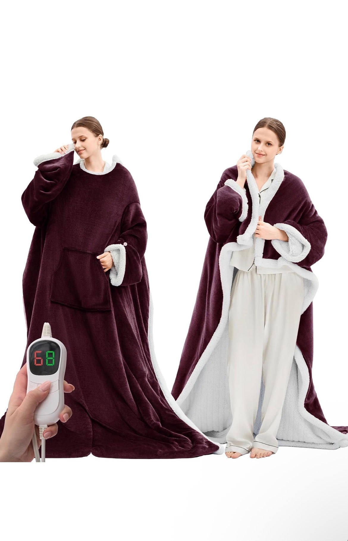Maroon heated robe